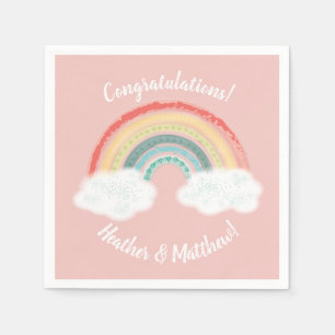 Serviette En Papier Boho Rainbow Baby shower rose