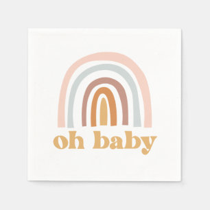 Serviette En Papier Boho Rainbow Baby shower rose