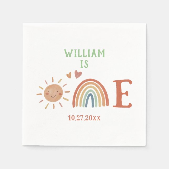Serviette En Papier Boho Rainbow fête d'anniversaire (Devant)