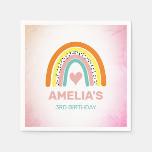 Serviette En Papier Boho Rainbow Girls 3e fête d'anniversaire