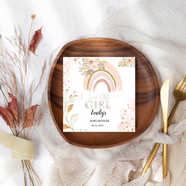 Serviette En Papier Boho Rainbow Pampas Merci en herbe Baby shower (Créateur téléchargé)