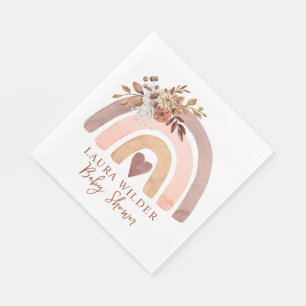 Serviette En Papier Boho Rainbow Terracotta Brown Baby shower rouille