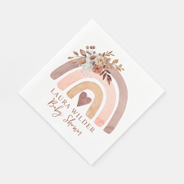 Serviette En Papier Boho Rainbow Terracotta Brown Baby shower rouille (Coin)