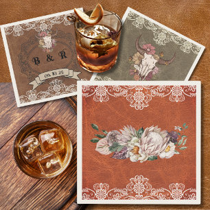Serviette En Papier Boho Ranch Floral Mariage Papier Cocktail Napkin