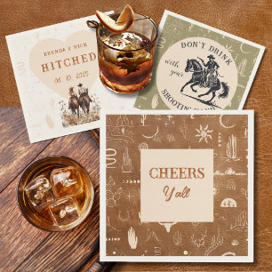 Serviette En Papier Boho Ranch Mariage Cheers Papier Cocktail Napkin