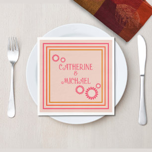 Serviette En Papier Boho Retro Floral Bold & Bright Colorant Mariage