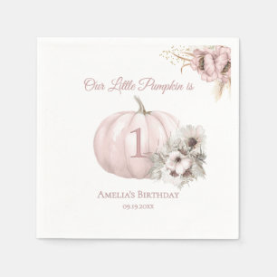 Serviette En Papier Boho Rose Citrouille Fille 1er Anniversaire