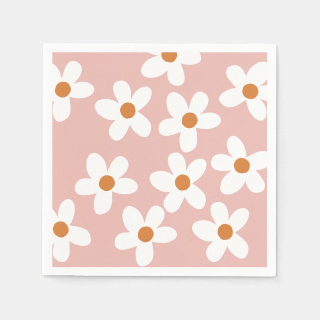 Serviette En Papier Boho Rose Daisy Anniversaire (Devant)