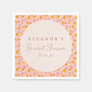 Serviette En Papier Boho Rose Orange Floral Mignon Mariage Personnalis