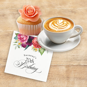 Serviette En Papier Boho Rustic Watercolor Floral 70e fête d'anniversa