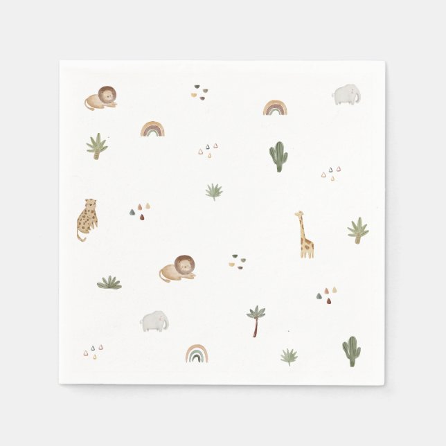 Serviette En Papier Boho Safari Jungle Animaux serviettes (Devant)