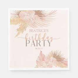 Serviette En Papier Boho Soft Rose Floral Fleurs Anniversaire