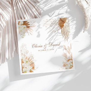 Serviette En Papier Boho Terracotta Herbe de Pampas Orchidée Fleurs Ma