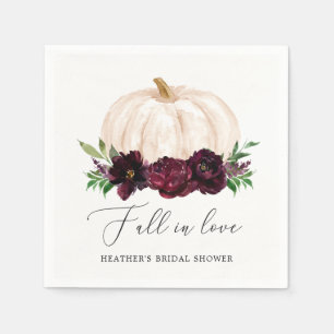 Serviette En Papier Boho Tombez Amoureux Floral Citrouille Enterrement
