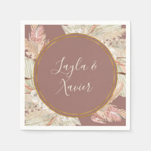 Serviette En Papier Boho Tropical Botanique Dusty Mariage Rose