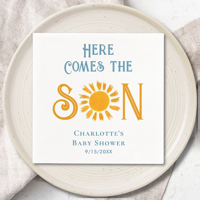 Serviette En Papier Boho Voici le Baby shower Son Sunshine (Créateur téléchargé)