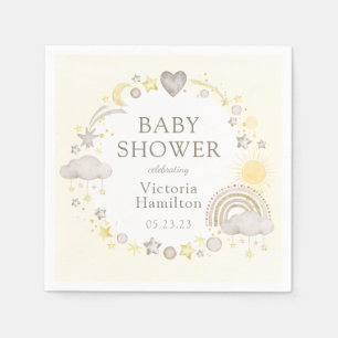 Serviette En Papier Boho Watercolor Rainbow Baby shower