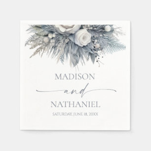 Serviette En Papier Boho White Rose Floral Mariage Jardin