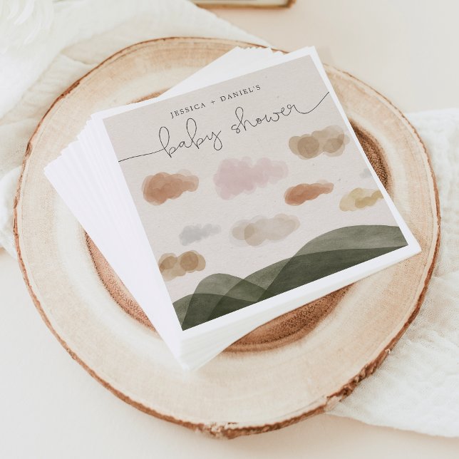 Serviette En Papier Boho Woodland Baby shower Cocktail Napkin Moderne (Créateur téléchargé)