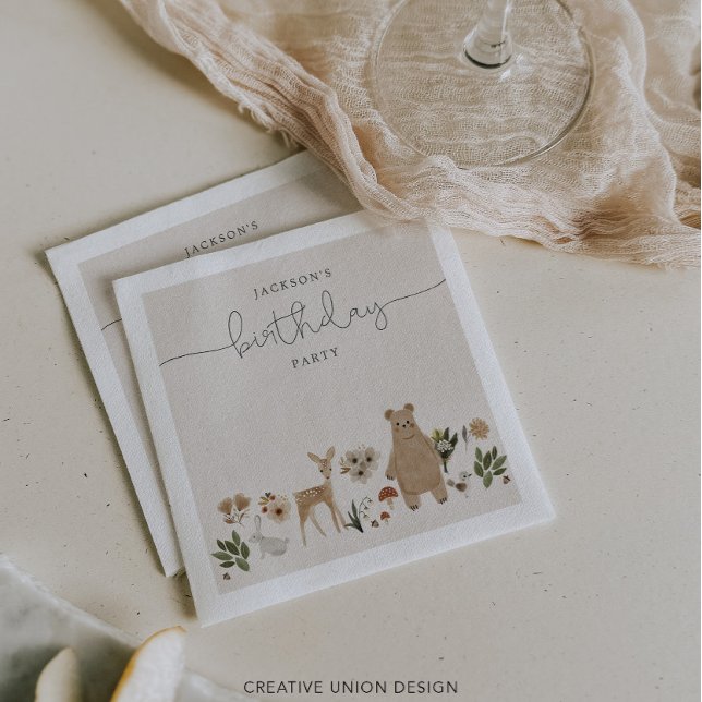Serviette En Papier Boho Woodland Birthday Party (Créateur téléchargé)
