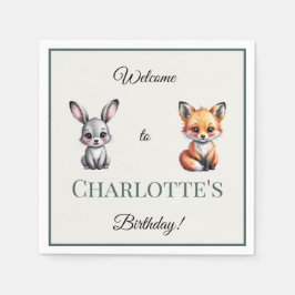 Serviette En Papier Boho Woodland Bunny Fox Enfant's Birthday