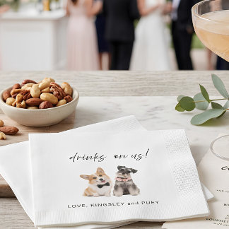 Serviette En Papier Boire 2 chiens sur notre cocktail de mariage