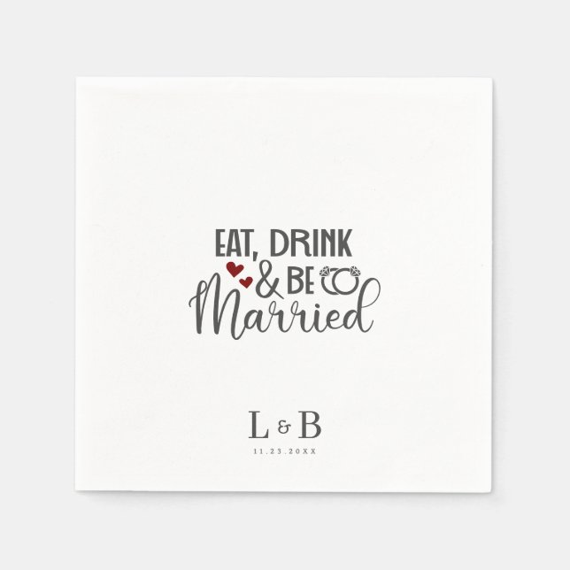 Serviette En Papier Boire être marié Couple Monogram Mariage (Devant)