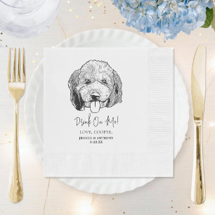 Serviette En Papier Boire Simple Sur Moi Mariage Dessin Main Chien