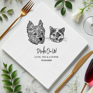 Serviette En Papier Boire Sur Nous Animaux Personnalisés Mariage Dessi