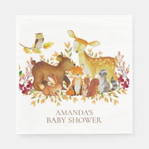 Serviette En Papier Bois Animaux Baby shower Papier Naples