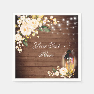 Serviette En Papier Bois & Blush Rose Verdure Rustique Mariage Papier