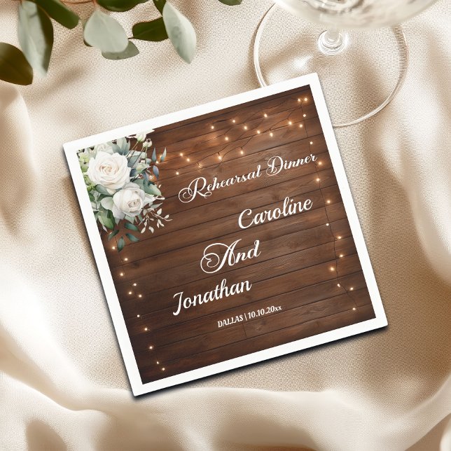 Serviette En Papier Bois Chaîne éclaire le Mariage de la répétition fl (Créateur téléchargé)