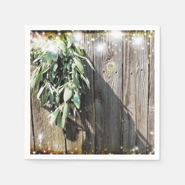 Serviette En Papier Bois-de-brousse rustique verdure scintillante lumi (Devant)