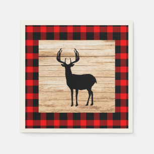Serviette En Papier Bois de plaid de Buffalo de silhouette de cerfs