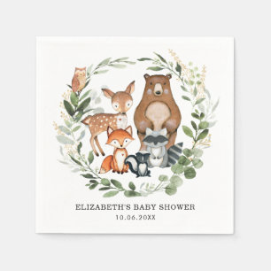 Serviette En Papier Bois doux Animaux Botanique Verdure or