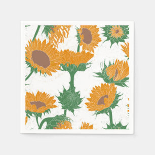 Serviette En Papier Bois Imprimer tournesol orange