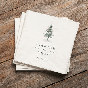Serviette En Papier Bois   Mariage d'arbre de pin personnalisé