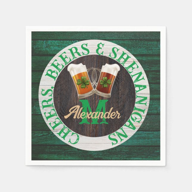 Serviette En Papier  Bois rustique Acclamations Bières Shenanigans  (Devant)