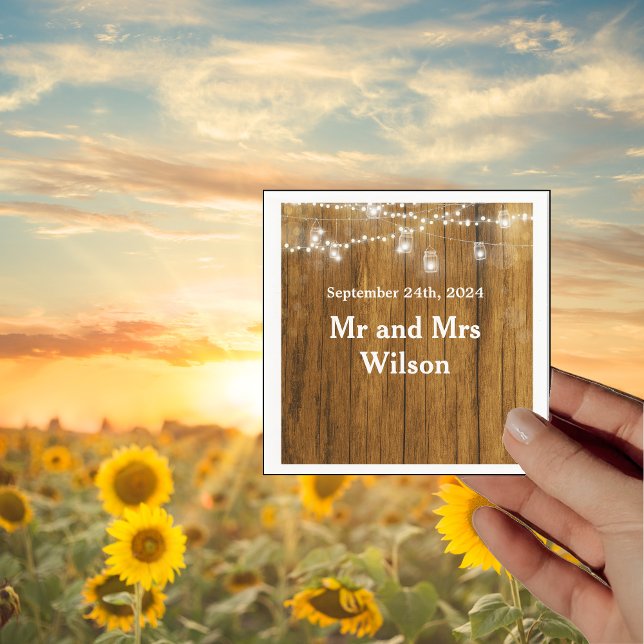 Serviette En Papier Bois rustique Mason Jar Hanging Lights cocktail (Créateur téléchargé)