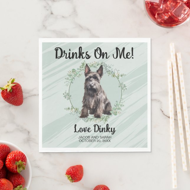 Serviette En Papier Bois Sur Moi ! Chien mariage écossais Terrier (En situation)