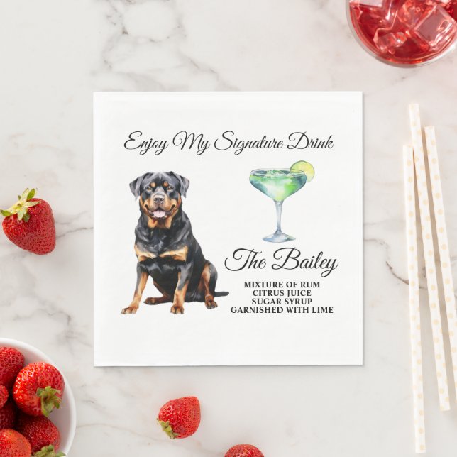 Serviette En Papier Boisson Mariage Rottweiler (En situation)