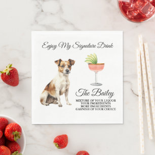 Serviette En Papier Boisson Signature de Mariage Jack Russell Terrier