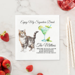 Serviette En Papier Boisson Signature Mariage Chat Tigre Mariage Anima