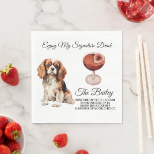 Serviette En Papier Boisson Signature Mariage Épagneul King Charles