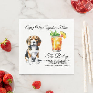 Serviette En Papier Boisson Signature Personnalisée Mariage Beagle