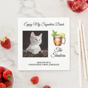 Serviette En Papier Boisson Signée Chien, Chat ou Tout Animal de Compa