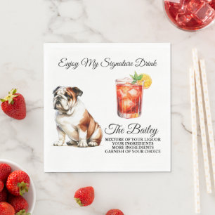 Serviette En Papier Boisson Signée Personnalisée Mariage Chien Bouledo