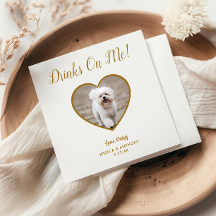 Serviette En Papier Boissons D'Or Moderne Sur Moi Photo Pet Mariage