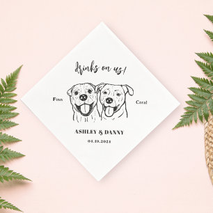 Serviette En Papier Boissons mignonnes sur nous Chien Mariage Nom de l