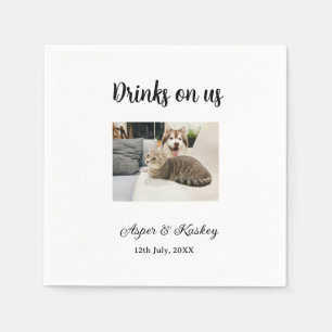 Serviette En Papier Boissons offertes bar ouvert photo de mariage coup